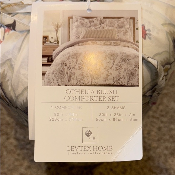 Levtex Cream and Gray Floral Comforter Set - Picture 6 of 7